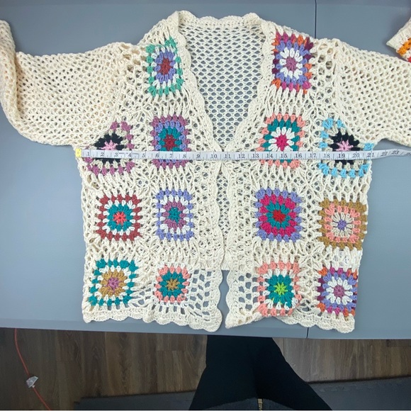 Shein crochet grannycore colorful cardigan women's size large - Picture 7 of 9